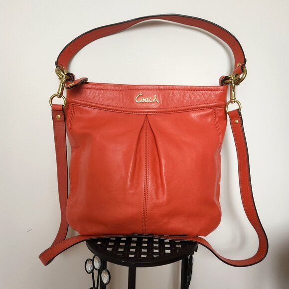 COACH ASHLEY HOBO ORANGE LEATHER CROSSBODY SHOULDER BAG AUTHENTIC NO B1361-F2011 - Picture 1 of 11
